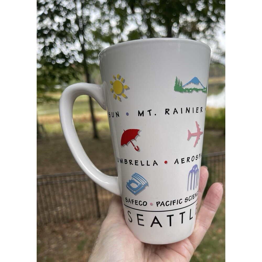 Seattle Luke-A-Tuke Souvenir Coffee Mug Space Needle Mt Rainier Aerospace